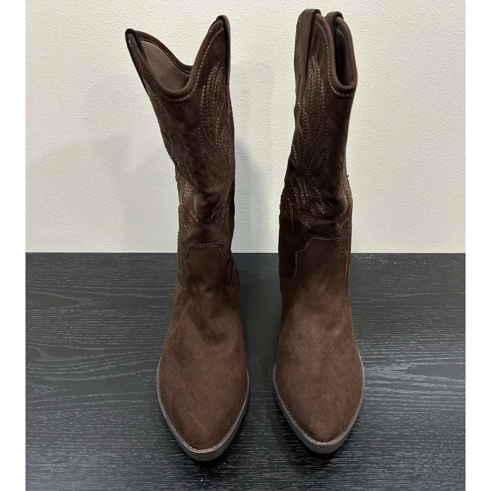 Style & Co Women's Mocha Brown Miyyaa Cowboy Comfort Soft Cowboy‎ Boots 7M NEW